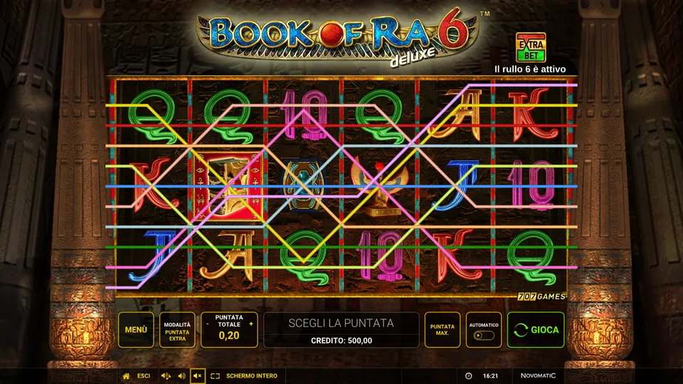 Le dieci linee vincenti di Book of Ra Deluxe 6 sui sei rulli